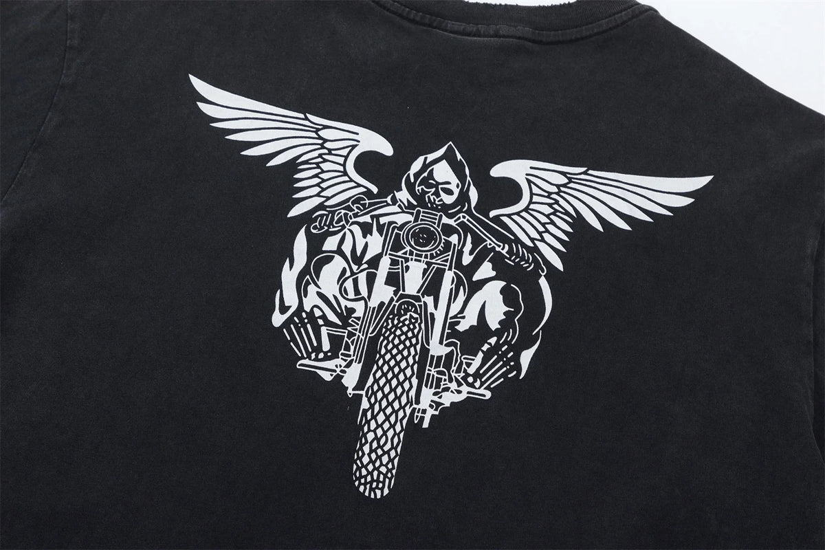 Vintage Retro Washed Distressed High-Street Printing T-Shirt Tops Street King Limited