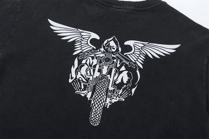 Vintage Retro Washed Distressed High-Street Printing T-Shirt Tops Street King Limited