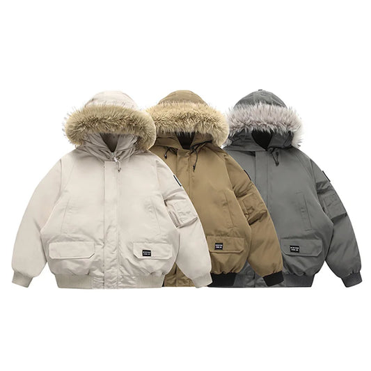 men winter streetwear loose casual fashion cotton padded hooded parkas bomber jacket women oversize thicken coat outerwear minimalist street pants