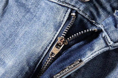 high 2023 new classical pirate metal skull bone luxurious embroidered jeans cotton denim pants comfort casual jeans 28 38 204 vintage washed jeans