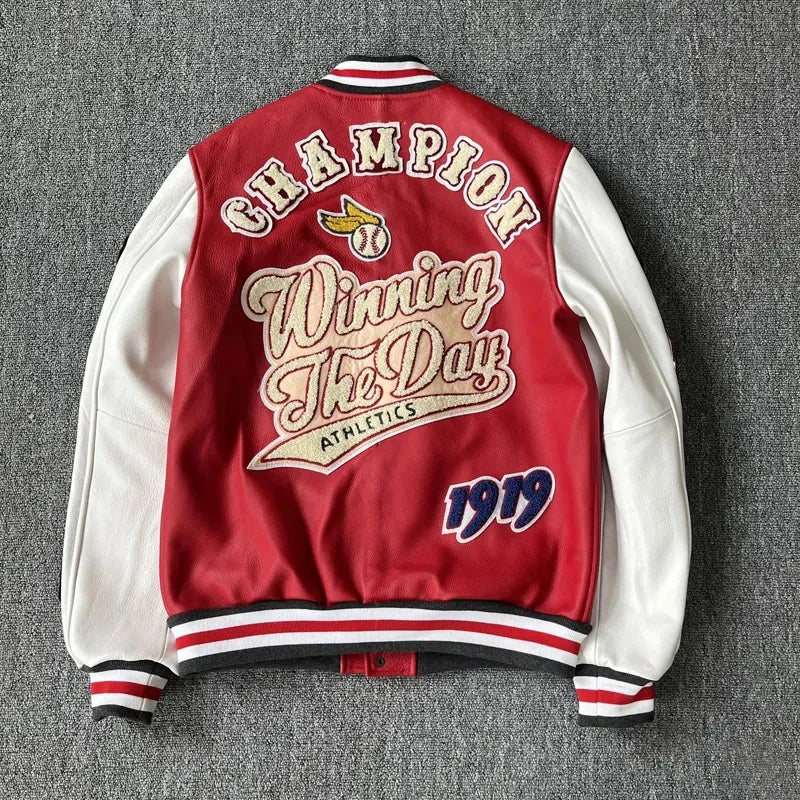 Leather Jacket Men Motorcycle Luxury Designer Embroidery Short Biker Baseball Jackets Y2k Streetwear Winter Bomber Coat White Street King Limited