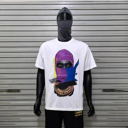 2024ss New IH NOM UH NIT T-shirt Masked Gold Necklace Printing Men Woman Good Quality Chaopai Top Tees Street King Limited
