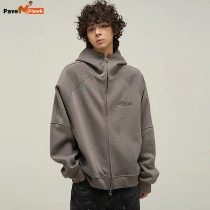street letter embroidered jacket mens punk harajuku stand collar hooded sweatshirt zipper simplicity casual coats oversized menswear bottoms
