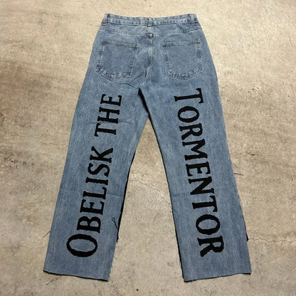 harajuku high street y2k baggy jeans punk popular print wide leg denim pants jeans streetwear trouser men clothing unique jeans style 1967