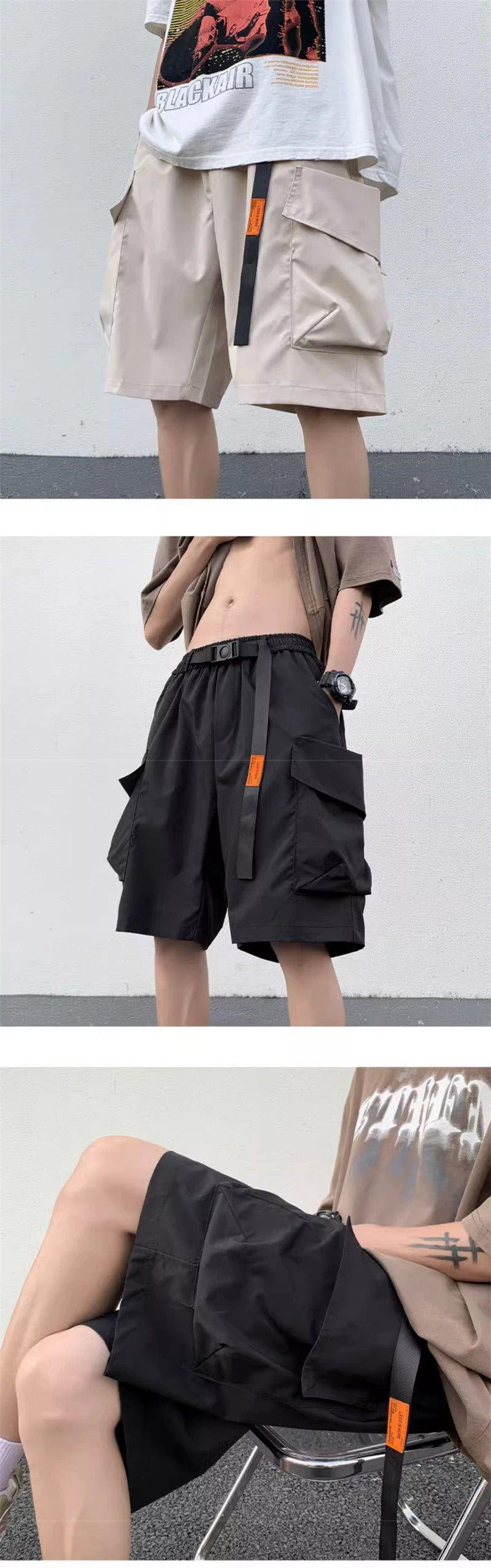 american functional cargo shorts for men 2024 summer multi pockets baggy gym short pants y2k streetwear bermuda shorts hombre unique cargo style 383