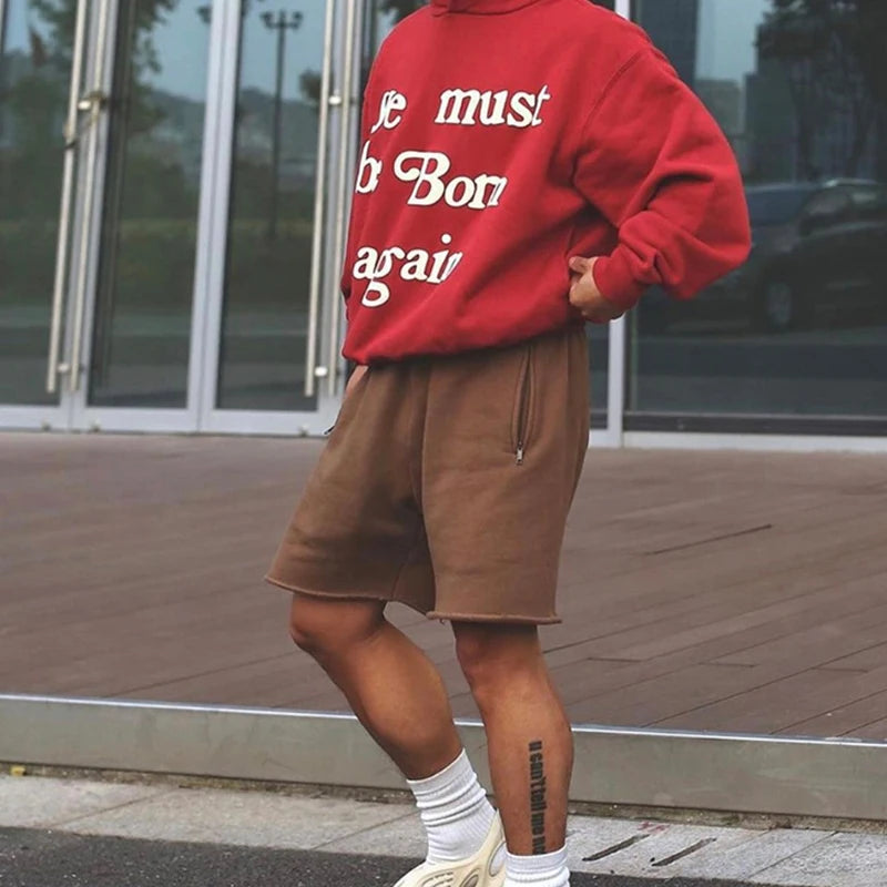 Good Quality New Kanye West Shorts High Street Chaopai Heavyweight Curled Edge Oversized Motion Casual Breeches Street King Limited