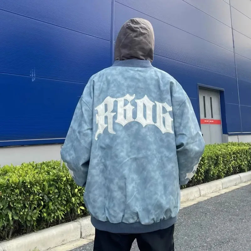 high street american jacket mens spring embroidered letter loose pilot coats color block single breasted couple baseball jersey unique default style 2025