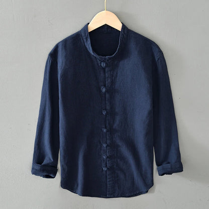 Men's Shirt Vintage Cotton Linen Long Sleeve Shirt Spring Summer Autumn Loose Fashion Casual Blouse Male Plus Size Cardigan Top Street King Limited