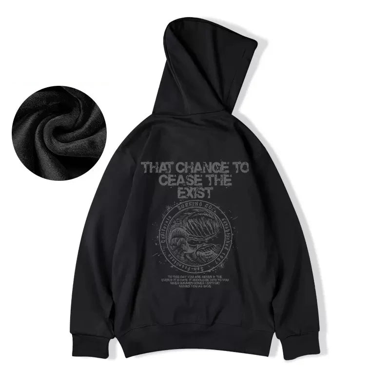 Wave Graphics Letter Print Loose Casual Fleece Hoodies For Men Autumn Retro High Street Oversized Hooded Sweatshirts Y2K Clothes Street King Limited
