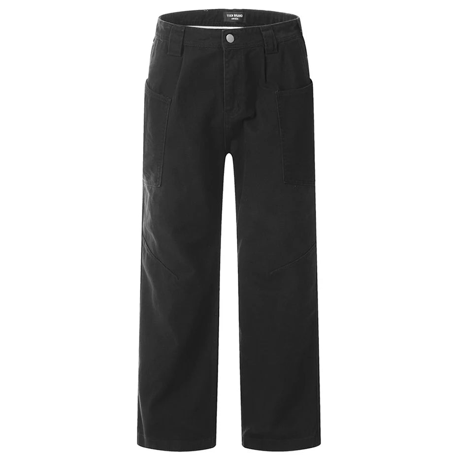 american style cargo jeans mens black loose straight denim pants casual baggy jeans trousers baggy cargo bottoms