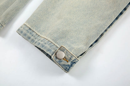 y2k side buckle washed cleanfit baggy pencil jeansfor men streetwear vibe style pantalones hombre loose casual denim trousers unique jeans style 1464