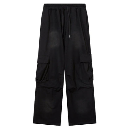 Men Sweatpants Oversized Pockets Baggy Straight Cargo Pants Hip Hop Streetwear Casual Drawstring Joggers Trousers Brown Black Street King Limited