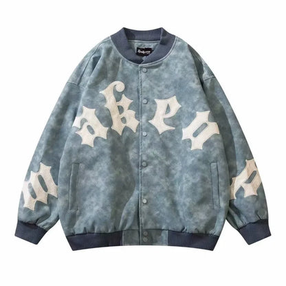 high street american jacket mens spring embroidered letter loose pilot coats color block single breasted couple baseball jersey unique default style 2027