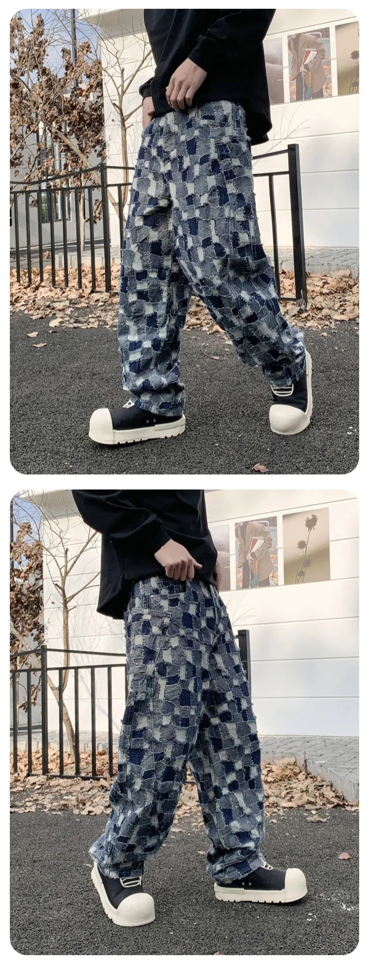 men distressed washed denim streetwear brand hip hop loose casual motorcycle cargo jeans pant cityboy y2k trousers unique cargo style 2350