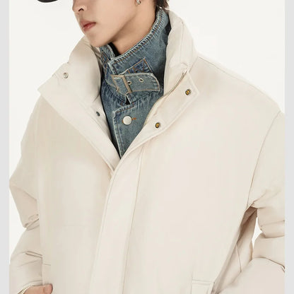Winter Splice Denim Cotton-padded Jacket Men Women Stand Collar Fashion Loose Casual Thicken Warm Parkas Jacket Boyfriend Coat Street King Limited