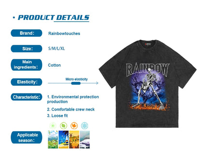 Rainbowtouches 2022 New Brand Men T-Shirt High Street Tidal Current Python Printing Mens Graphic T-Shirts Vintage Loose T-Shirt Street King Limited