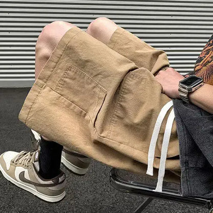 Korean Khaki Cargo Shorts for Men and Women in Summer Y2K Japanese Retro Casual Wide-leg Harajuku Trendy Sports Shorts Street King Limited