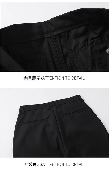 extended length edition men streetwear fashion hip hop vibe straight black pant casual business suit long pants trousers unique default style 1644