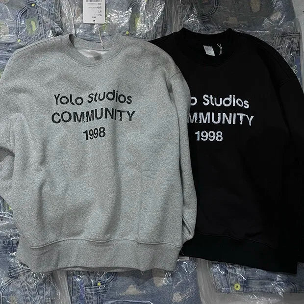 Mottled print jet colored round hoodie Street King Limited