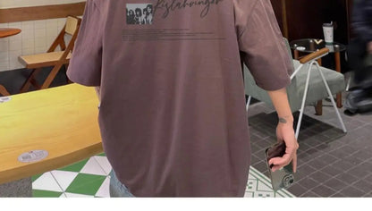 Loose American retro dark green t-shirt men's trendy summer short-sleeved European and American high street half-sleeved tops Street King Limited