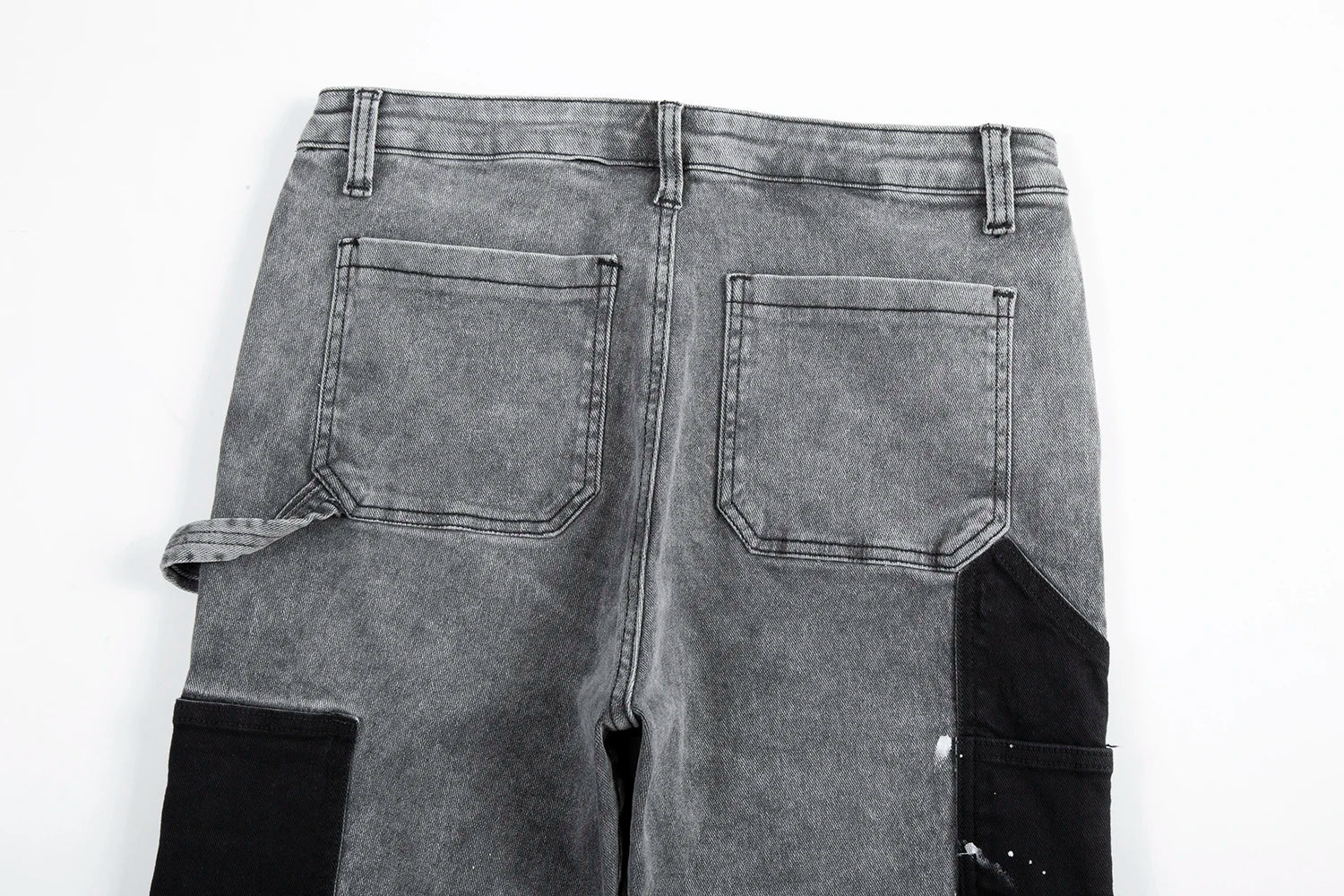 y2k spliced speckled ink patchwork baggy micro flare jeans pants for men streetwear pantalones hombre casual oversized cargos unique cargo style 3473