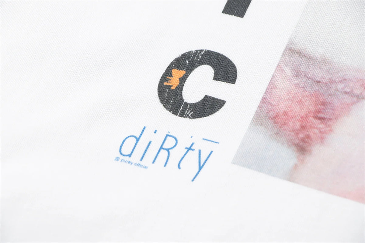 Vintage Summer Pink Rock bear Cartoon Distressed Cotton Casual T-Shirt Tops Street King Limited