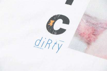 Vintage Summer Pink Rock bear Cartoon Distressed Cotton Casual T-Shirt Tops Street King Limited