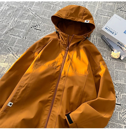 autumn spring casual mens outdoor jacket basic solid colour hooded windbreaker unisex coats waterproof male jackets unique default style 5131