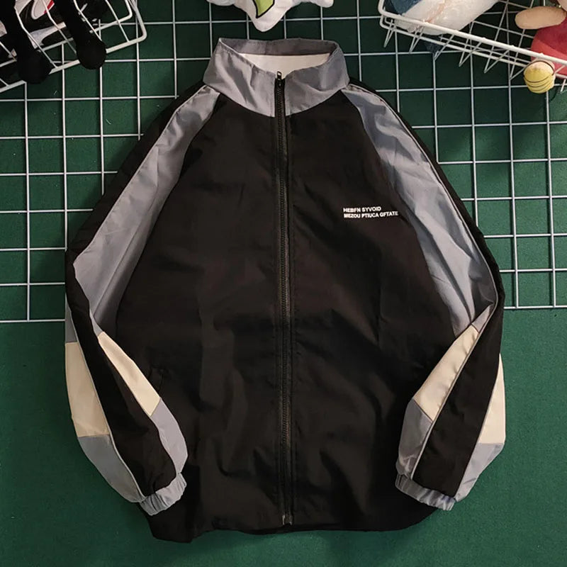 hip hop varsity baseball jackets mens harajuku patchwork color block coats oversized casual loose thin windbreaker jacket unisex unique default style 4353