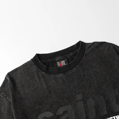 Saint T-shirt Summer Men Woman High Quality Street Hip Hop Chaopai Lovers Loose Casual O-Neck Wash Top Tees Street King Limited