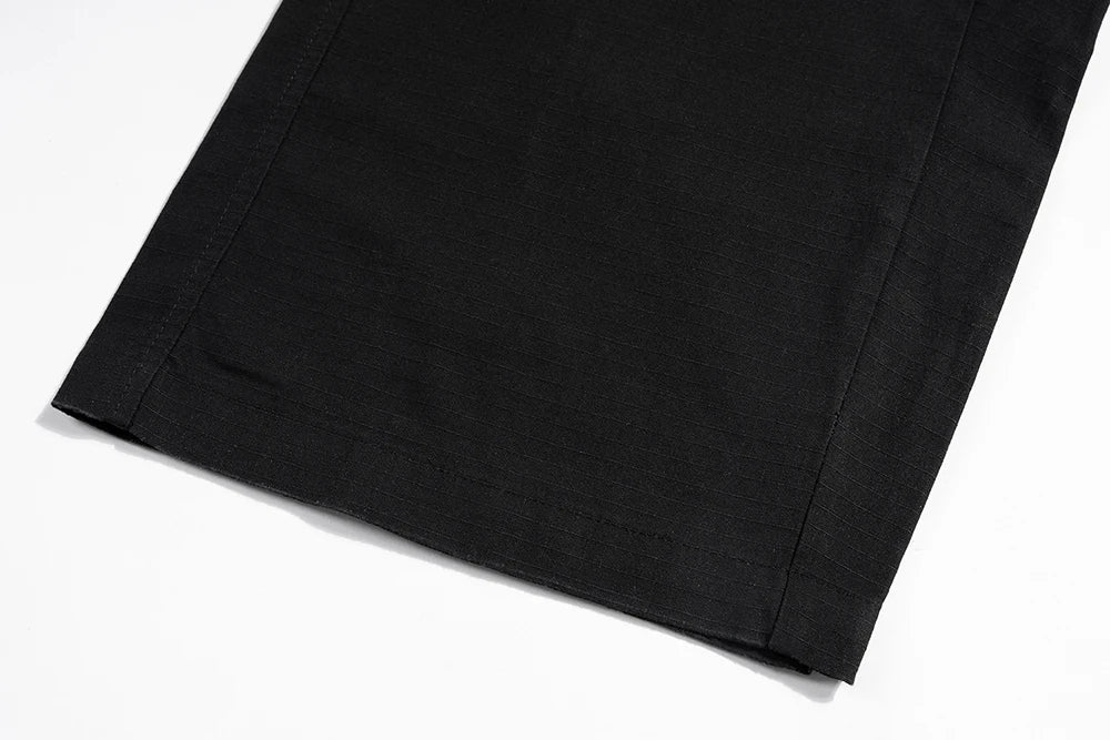 Frayed Black Straight Baggy Cargo Pants for Men Streetwear Y2k Pantalones Hombre Solid Overalls Oversized Casual Trousers Street King Limited