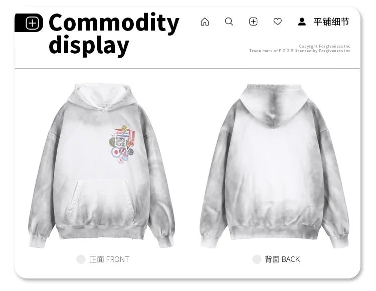 24AW do dirty damage print fleece hoodie Street King Limited
