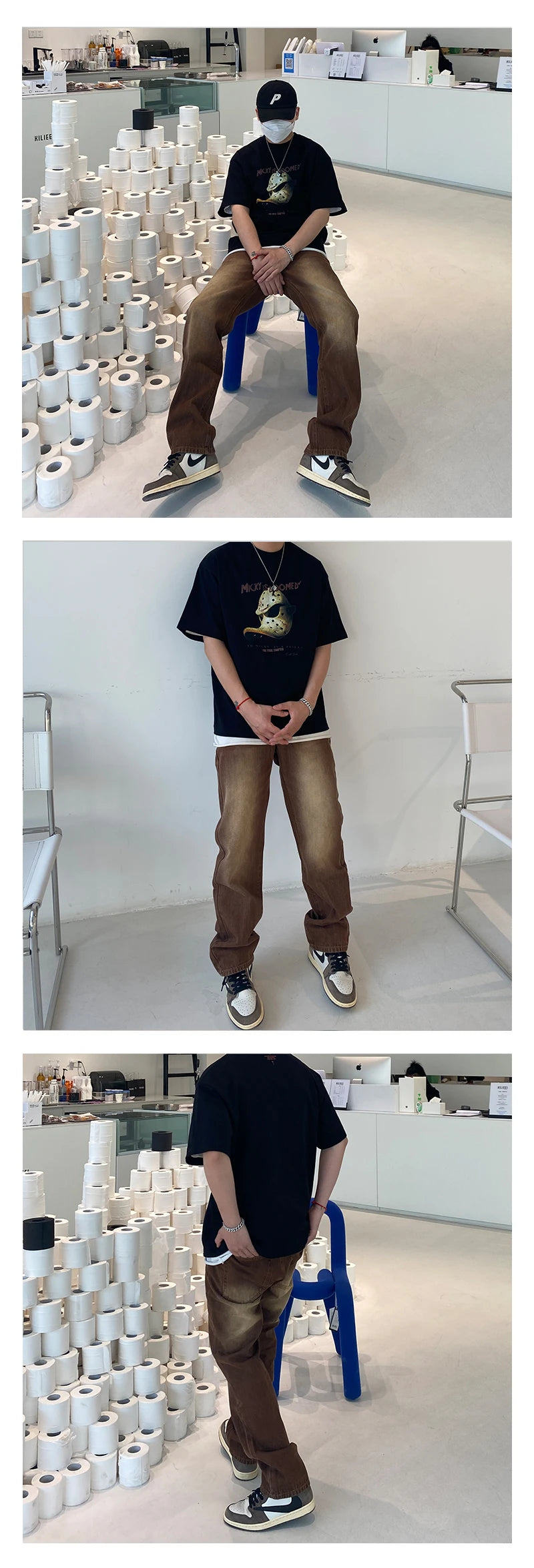 Brown Baggy Jeans Men Fashion Retro Casual Straight Jeans Men Streetwear Korean Hip Hop Denim Pants Mens Trousers S-2XL Street King Limited