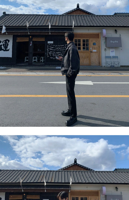 2024 loose casual mens solid color jacket fashion daily commuting windproof short woolen coat thickened warm unique shorts style 293
