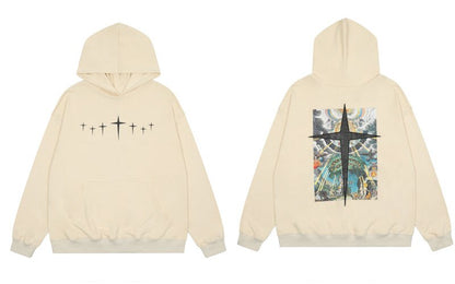 "Black Cross" Unisex Men Women Streetwear Graphic Hoodie Daulet Apparel