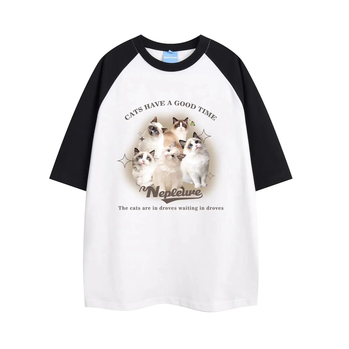Cotton Cute Cat Graphic T shirt Summer Fashion Loose Women Vintage Personality Fresh art kawaii clothes Short Sleeve Tops Street King Limited