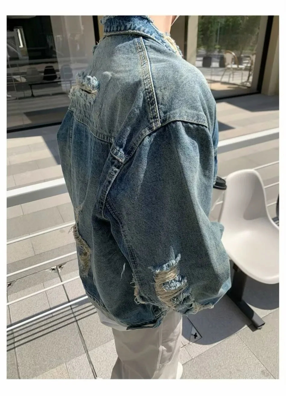 high street washed denim jacket mens trends new spring streetwear single breasted casual hip hop coats loose cowboy outwear unique jeans style 3990