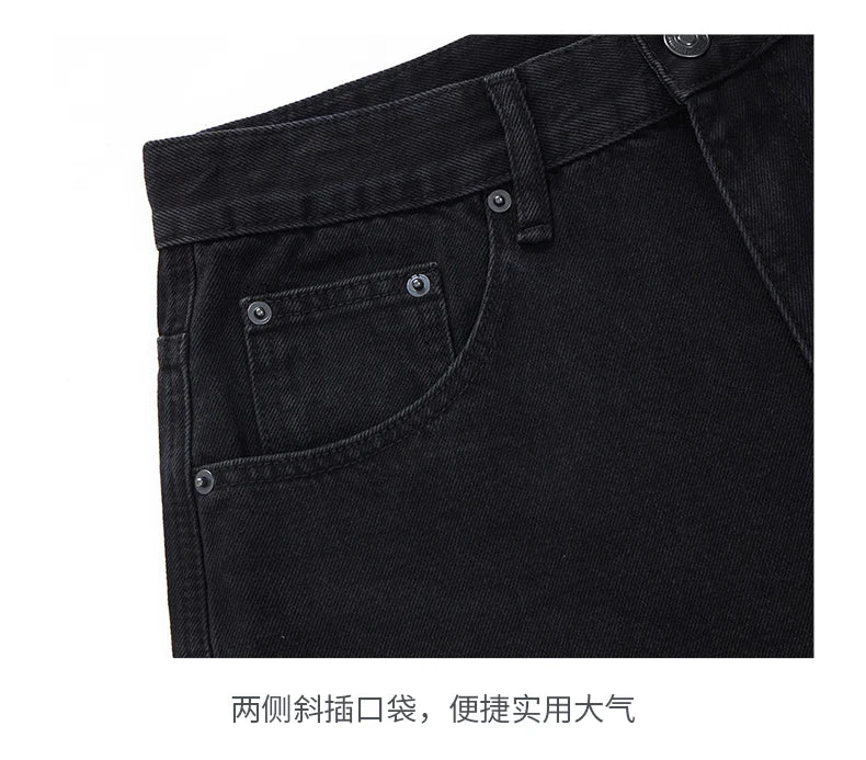 men american streetwear fashion loose casual hip hop wide leg black denim baggy jeans pants man y2k cargo jeans trousers unique cargo style 2211