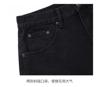 men american streetwear fashion loose casual hip hop wide leg black denim baggy jeans pants man y2k cargo jeans trousers unique cargo style 2211