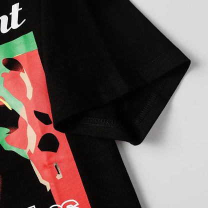 Saint T-shirt Summer Men Woman High Quality Street Hip Hop Chaopai Lovers Loose Casual O-Neck Wash Top Tees Street King Limited