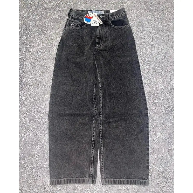 y2k polar skate big boy jeans gothic straight vintage skateboard wide leg denim pants embroidery blue loose jeans men clothing unique jeans style 3706