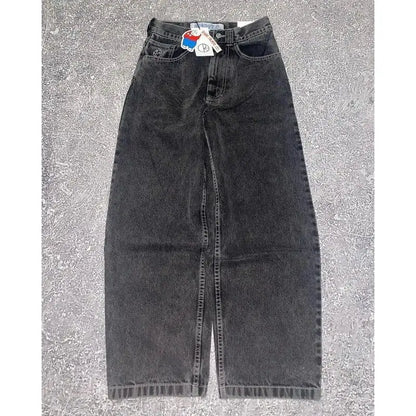y2k polar skate big boy jeans gothic straight vintage skateboard wide leg denim pants embroidery blue loose jeans men clothing unique jeans style 3706