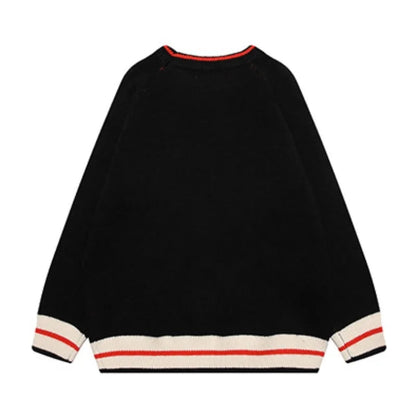 Hip Hop Knitted Sweater Mens Autumn Winter O-neck Skulls Pullover Streetwear Casual Warm Loose Sweaters Unisex Jumpers Knitwear Street King Limited