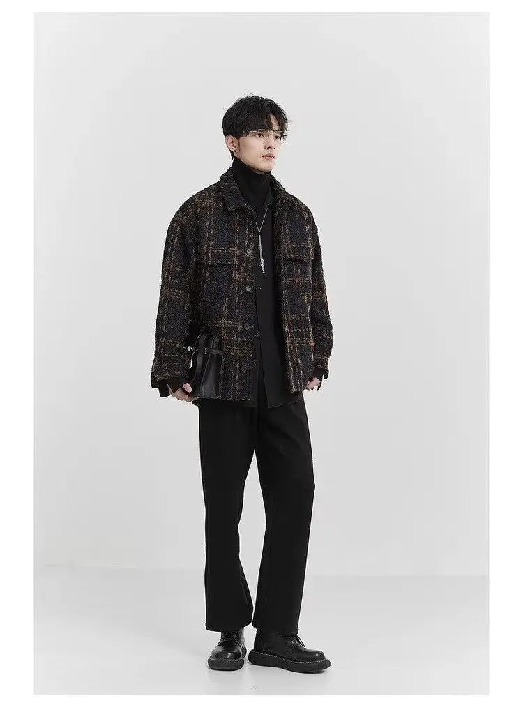 Spring and Autumn High Street Men and Women Trendy Personalized Plaid Collar Jacket Couple Retro Korean Coat Harajuku Top y2k Street King Limited