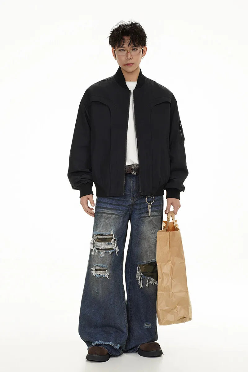 spring autumn cleanfit bomber jacket men streetwear fashion loose casual hip hop short cargo motorcycle jacket women coat baggy cargo bottoms