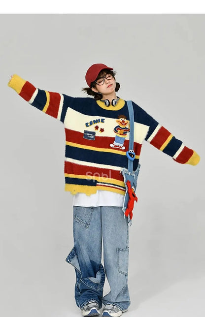 2024 autumn/winter new retro sweater paired with Harajuku pattern t-shirtoversized t-shirt professional choice for warm lining Street King Limited