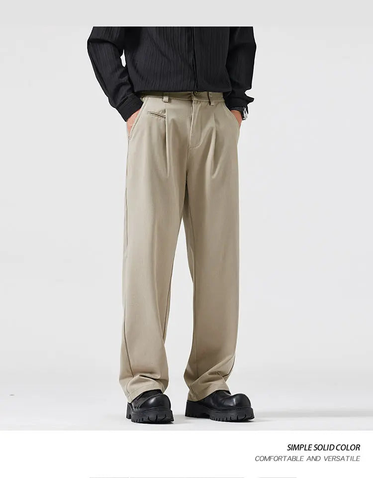 simple casual pants mens spring autumn loose fashion straight wide leg plus size pants cityboy streetwear trousers unique default style 2136