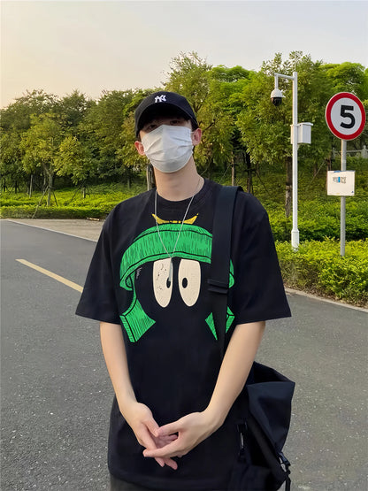 VINTGAE TALK Retro Tops Anime Printing High-Street Cotton Quality T-Shirt Street King Limited