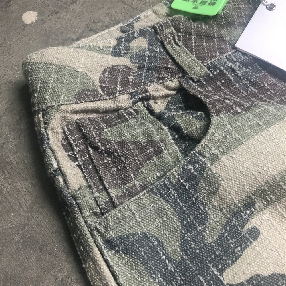 frog drift fashion american style streetwear camouflage cargo pants vintage clothing loose cotton trousers for men unisex unique cargo style 5138