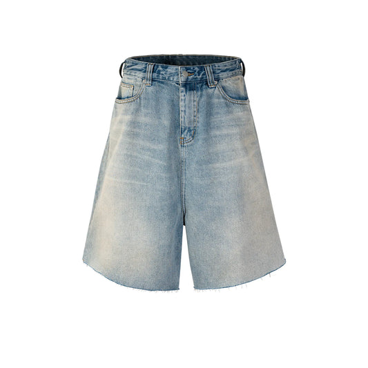 wide leg vintage jeans shorts men summer loose casual blue denim short pants retro y2k shorts vintage washed jeans